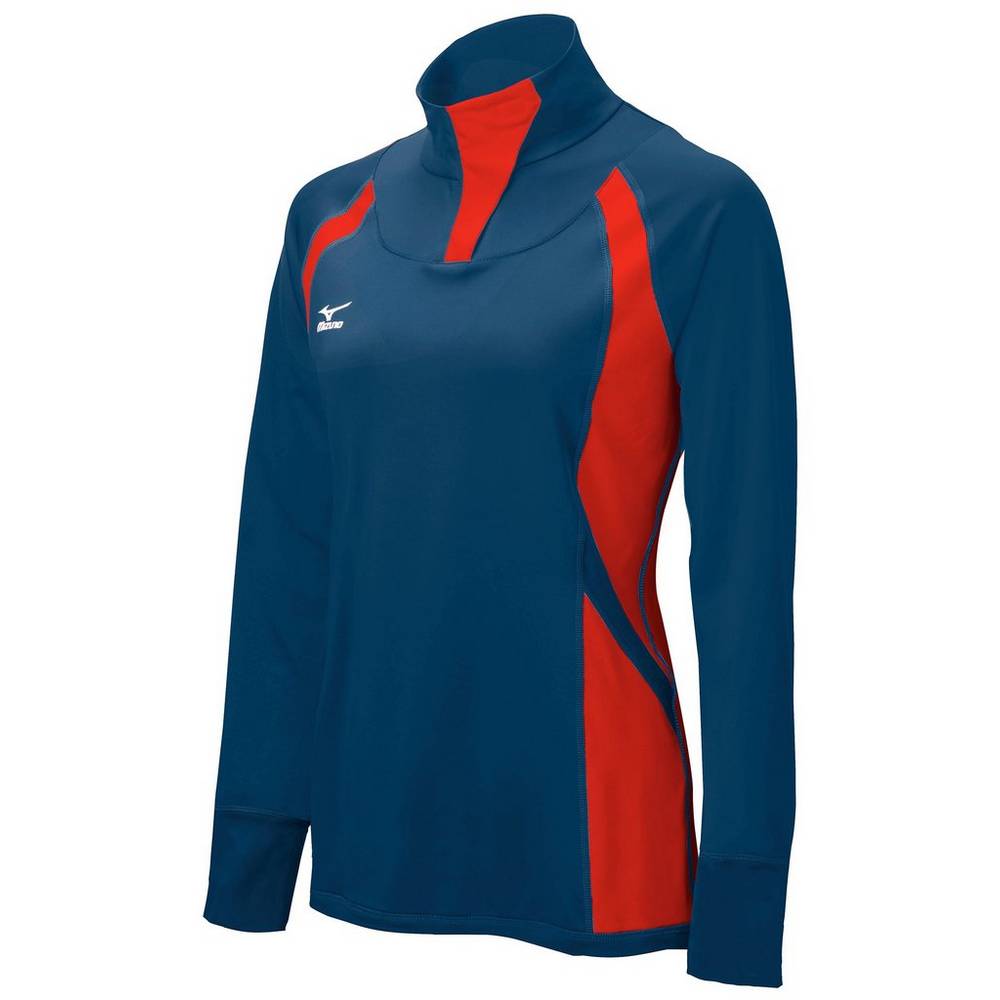 Mizuno Women's Nine Collection: Drive Half-Zip Jacket Navy/Red (440423-PHW)